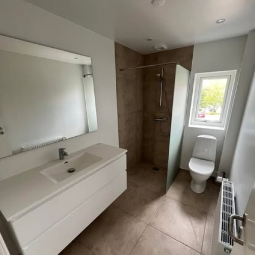 Tømrerarbejde og renovering af nyt badeværelse med moderne fliser og bruseniche